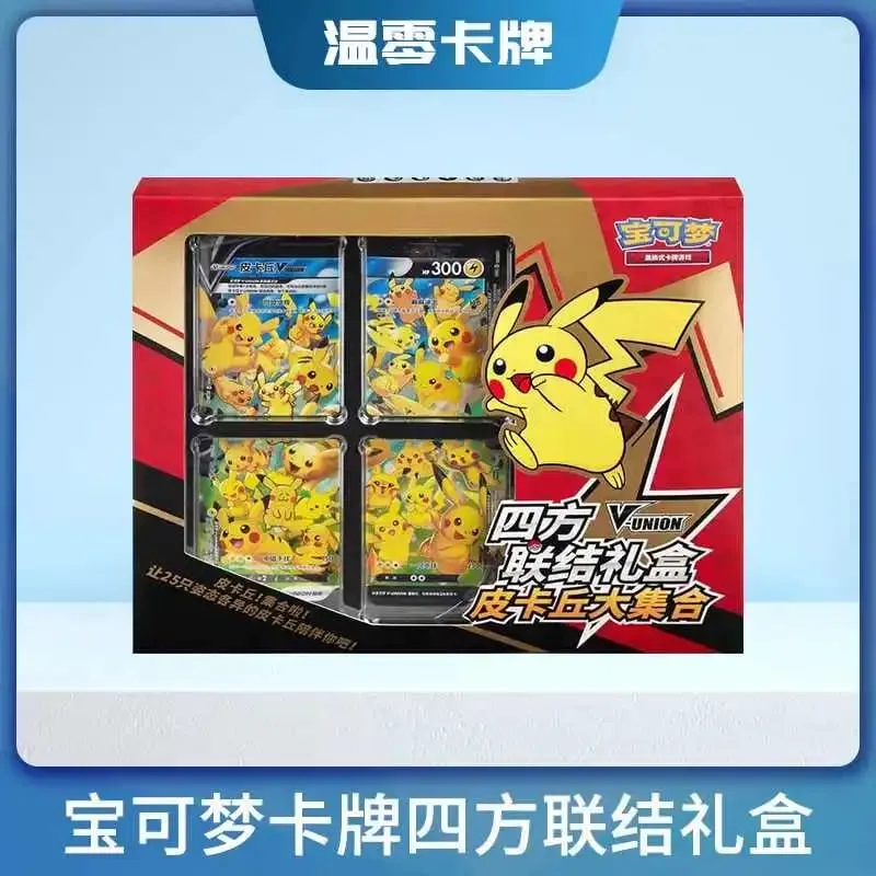 ในสต็อกของแท้ 100% Original Pokemon Ptcg Card Quartet Coupling V-Unionของขวัญกล่องPikachu Big Gather Moru Baker Mew-2 Ptcg
