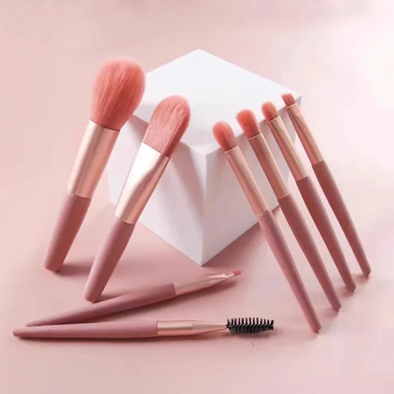8Pcs Mini Macaron Soft Makeup Brushes Set Portable Beginner Beauty Tools for Blush Eyeshadow Complete Cosmetic Brush Kit