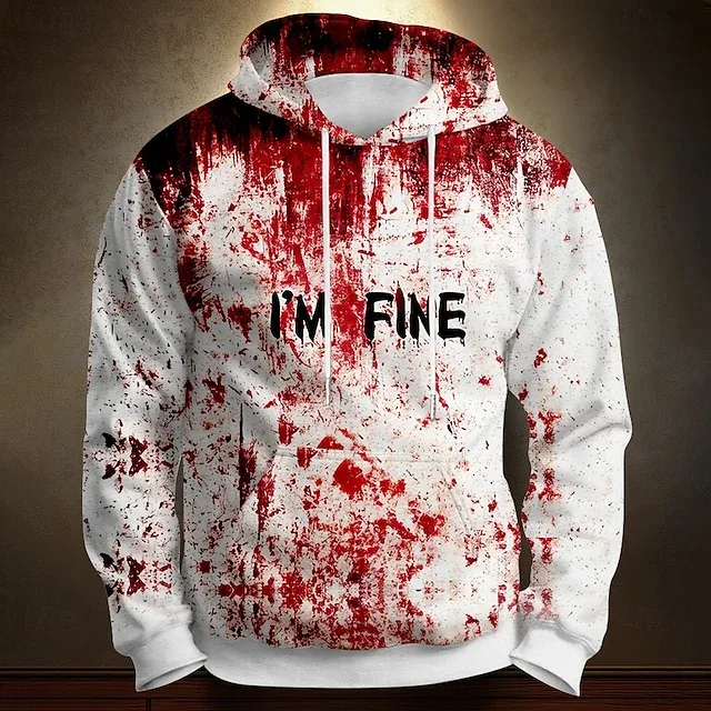 Halloween Blood Printed Hoodies letter pattern3D Print Hooded Pullover Sweatshirt Fashion Hoodie Streetwear Long Sleeve Tops — image 2