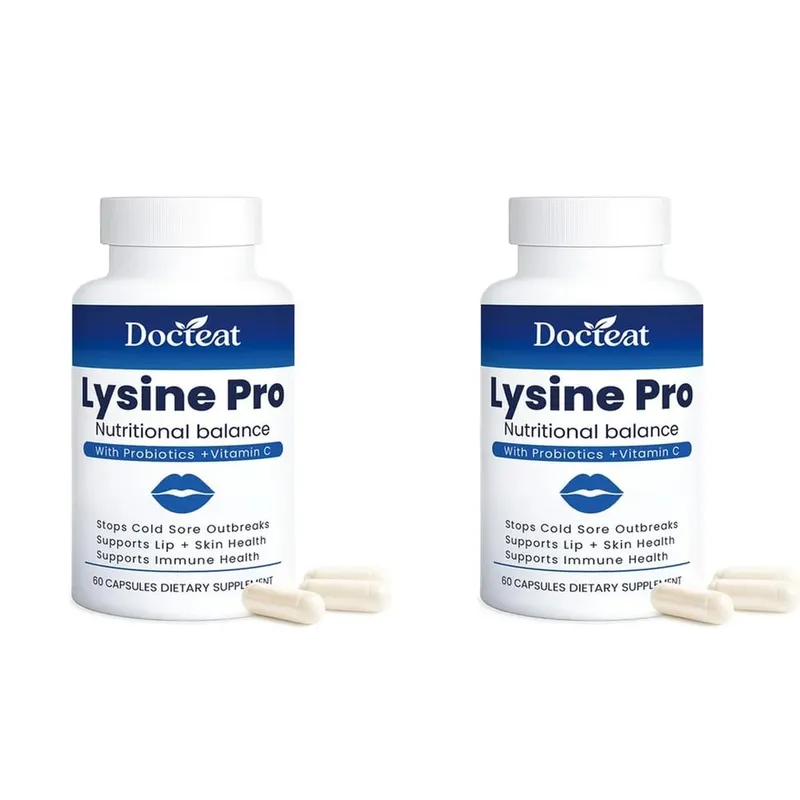 Lysine Pro Capsules with Probiotics and Vitamin C for Skin Health and Digestive Balance and Zinc for Men Women 60 Capsules