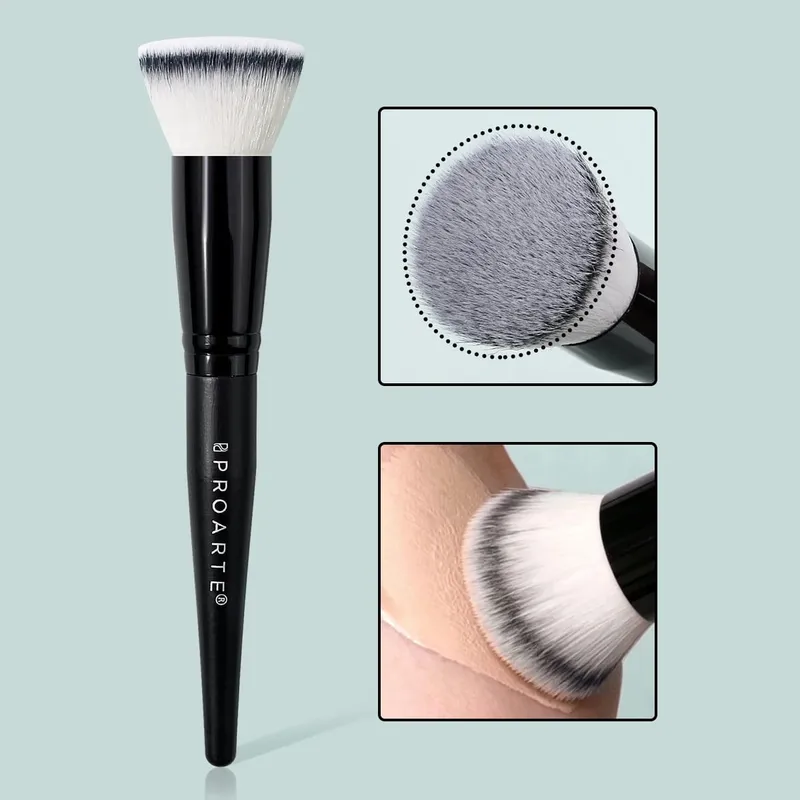1Pc Stippling Foundation Makeup Brush Flat‑top Face Cosmetic Brush For Liquid Cream Foundation Blush Face Make‑up Beauty Tool