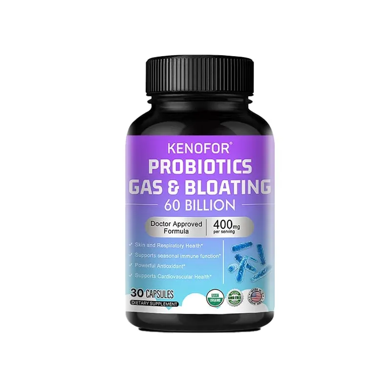 60 Billion CFU Multi-Strain Probiotic Capsules - Prebiotics + Digestive Enzymes Gut Health & Immune Support 30/60/120 Counts