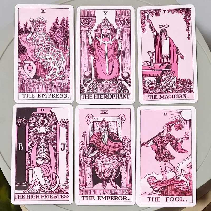 Rose Rider Tarot Deck in Tin Box - 78 Classic Vintage Pink Tarot Cards 11*6.2cm with Guidebook Aesthetic Rose Pink — image 6