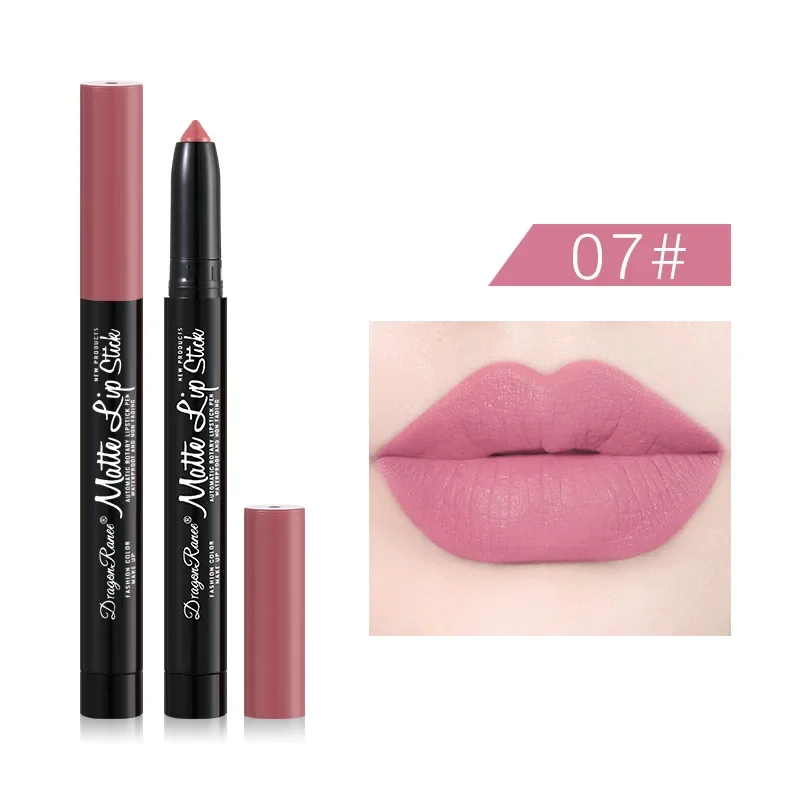 12 Colors Lipstick Pencil Matte Velvet Waterproof Long-lasting Non-stick Cup Lip Stick Sexy Rose Red Automatic Lip Liner Makeup