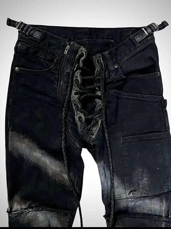 Ifsixwasnine Vision Washed Striped Lace-Up Slim-Fit Pull Jeans — image 2