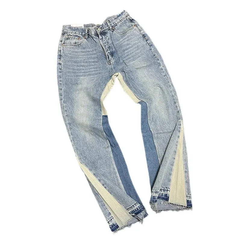 Denim Bell-bottoms Washed And Worn Patchwork Jeans — image 6
