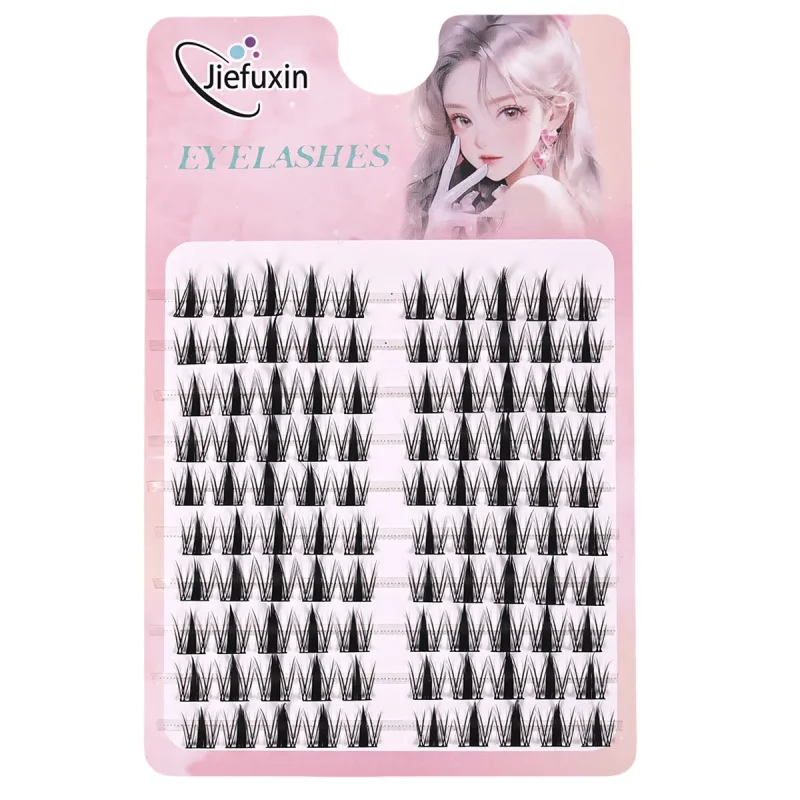 Soft Tapered Thick Manga Fox Eye Individual Clusters Jiefuxin Large Capacity DIY Lashes Simple Operation for Makeup Newbies