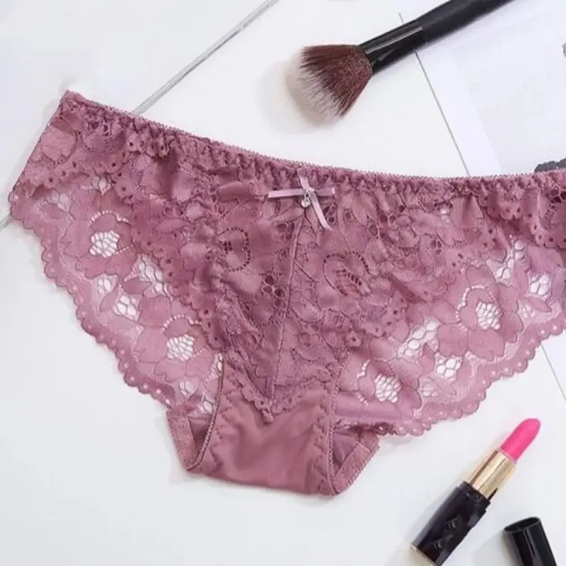 Sweet Mesh Lace Flower Bra Bowknot Low Waist Push Up Bra Women Non Slip Lingerie Bra Panties Set Summer — image 4