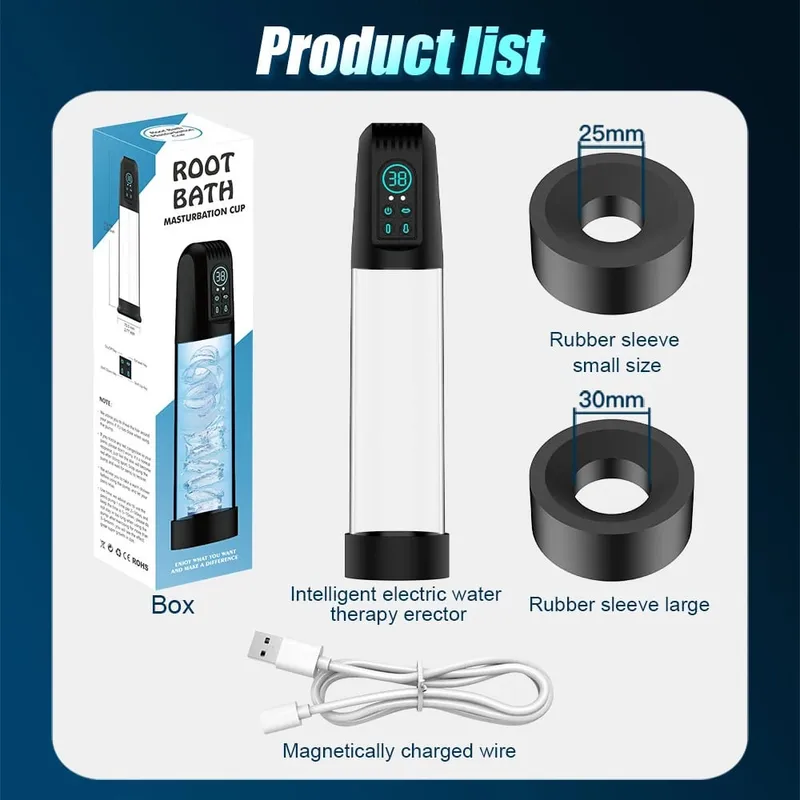 IPX7 Electric Penis Pump for Vacuum Pump Enlargement Extend Pump Waterproof 6 Suction Extender Enhancer Sex Toys for Men