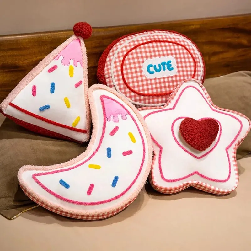 Red Grid Throw Pillow Star Moon Love Heart Triangular Ellipse Sofa Bed Lumbar Cushion For Home Decoration Ornaments — image 2