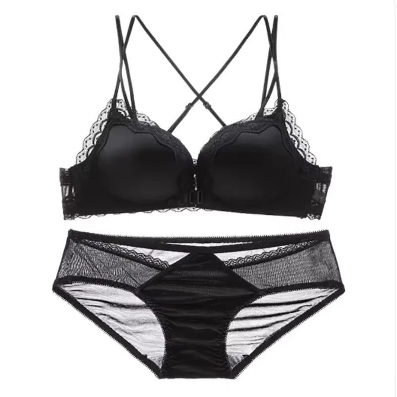 Bestselling Leopard Print Sexy Lingerie Set for Women Front Closure Push Up Bra Lift Up Support Comfort Daily Intimates Wear