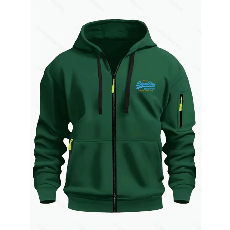 Men's Autumn Winter Hoodies Long Sleeve Sweatshirt Zipper Design Hooded Sweatshirt Men Sportswear Slim Fit Casual coat men tops