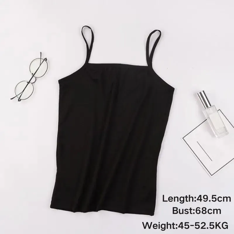 Summer Korean Women Spaghetti Strap Crop Top With Bra Bodycon Sleeveless Cami Tube Top Basic Camisoles Y2K Sexy Tank Tops — image 13