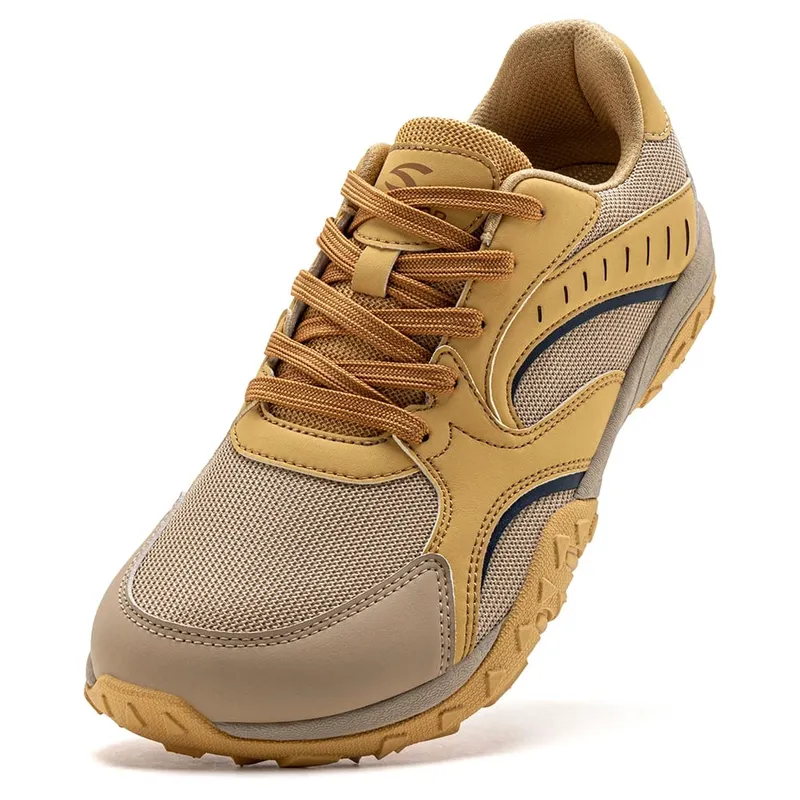 Unisex Wide Toe Hiking Sneakers Lace-Up Walking Shoes Outdoor Travel Artificial Leather Mesh Minimalist Sneakers