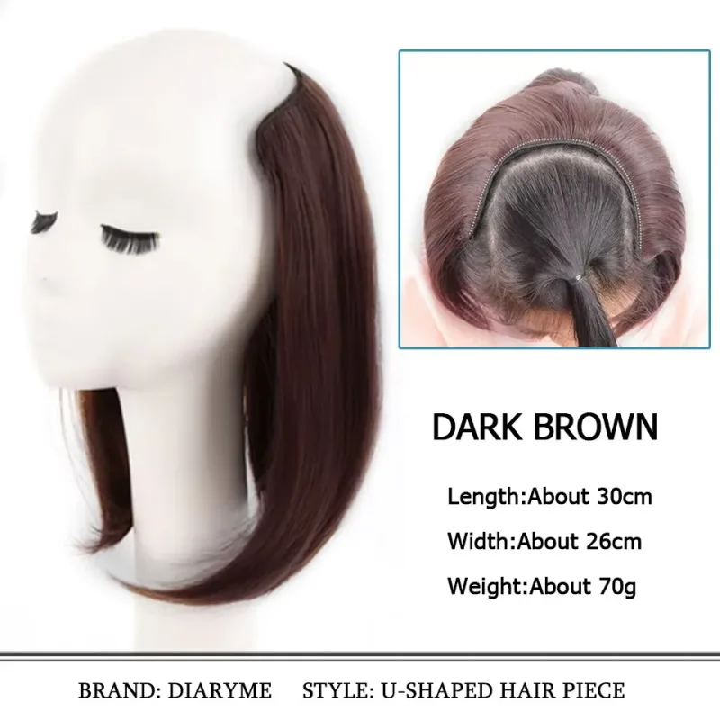 Synthetic Hair Pieces Invisible Clip In Hair Pad High Hair Pieces In Hair Extension Fluffy Synthetic Natural Wig For Women