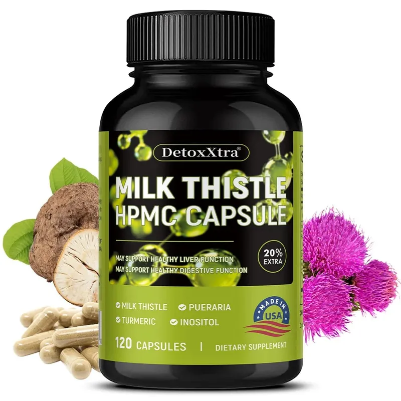 Milk Thistle Liver Cleanse Detox Health Supplement Supports Healthy Liver Function Men & Women Boosts Immunity Antioxidant — image 2
