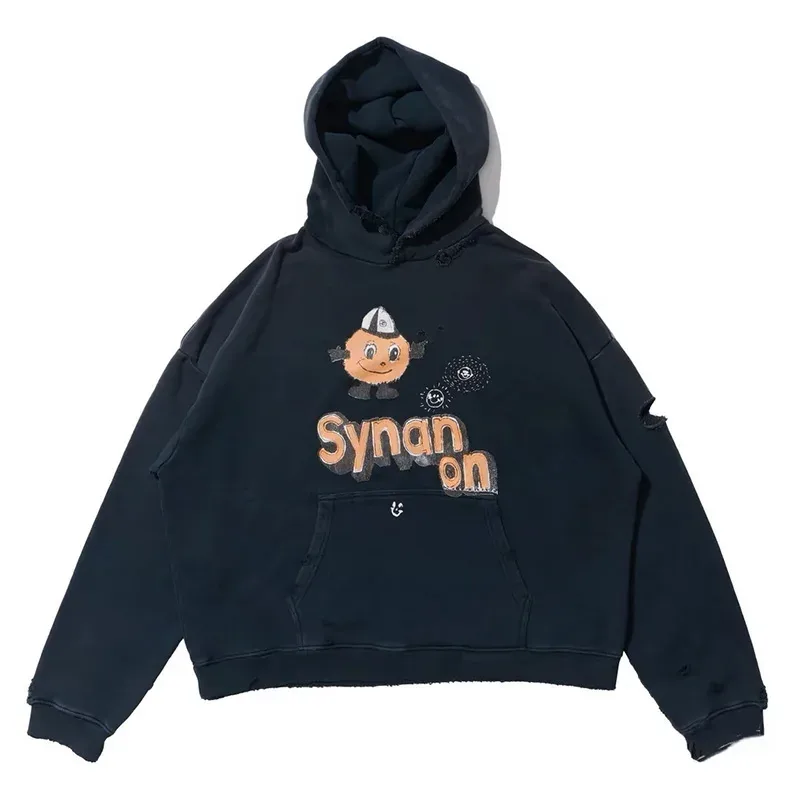 25FW Fashion Streetwear PALY Hoodies Men Woman Vintage Washed Do Old Print Damaged Hip Hop Loose Hooded Pullovers — image 15