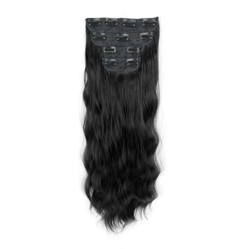 4-Piece Set Women's Synthetic Clip-in Wig Extensions Long Wavy Thick Clip-in Wig Pieces Voluminous Wig