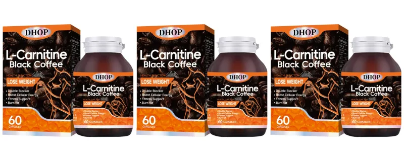 L-Carnitine Black Coffee Capsules - Weight Management & Fat Metabolism Support Cellular Energy Booster Fitness 60 Capsules