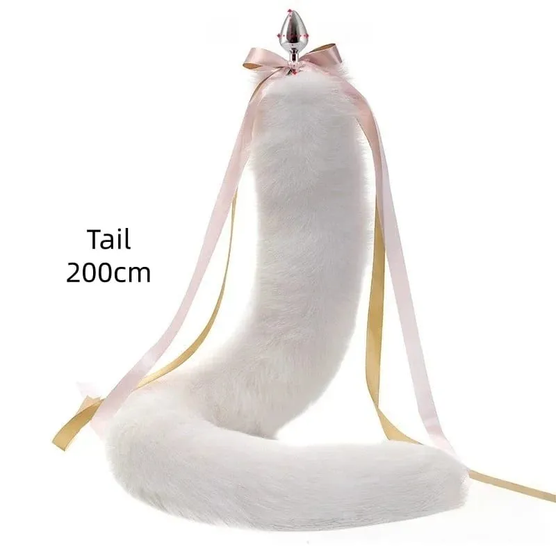 200cm Detachable Metal Butt Plug Fox Tail Cosplay Toys with Fetish Cosplay Fancy Dress Accessory for Couple BDSM Sex Flirt Prop — image 8