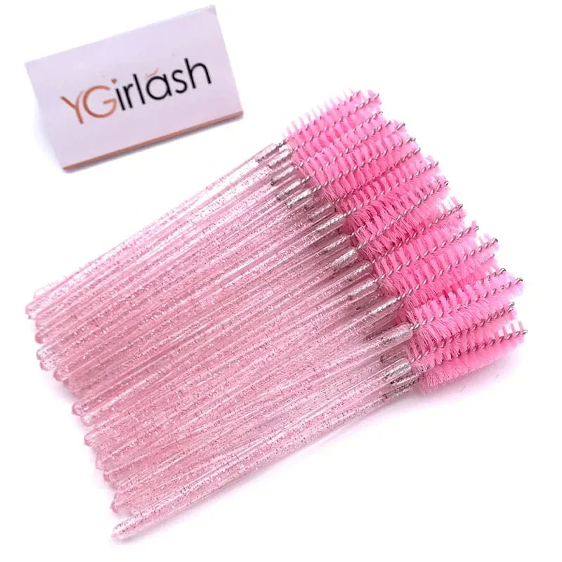 YGirlash 50ks Lash Swans Crystal Aplikátor řas Jednorázové diamantové držadlo Nylonové kartáčky na řasenky Kosmetické nástroje — image 10