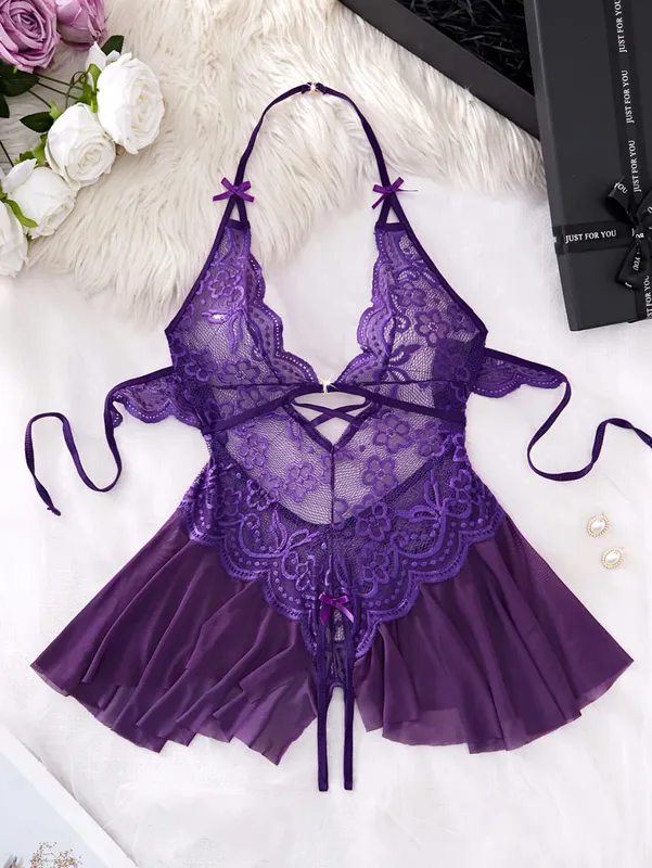 Halter-neck Sexy Bra With Adjustable Straps Open-Back One-Piece Underwear Best-Selling Erotic Lingerie For Women Intimacy Set — image 9
