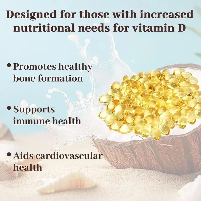 180/300 Vitamin D3 K2 Softgel Supplement with Coconut Oil - 2-in-1 Vitamins D & K Complex | Extra Strength Easy to Swallow — image 5