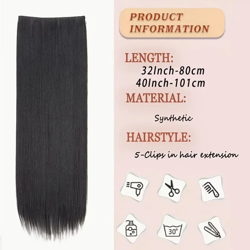 32Inch/40Inch Synthetic Long Straight Hair Extension Clip in Heat Resistant Natural Invisible Hair Accessory for Women — image 3