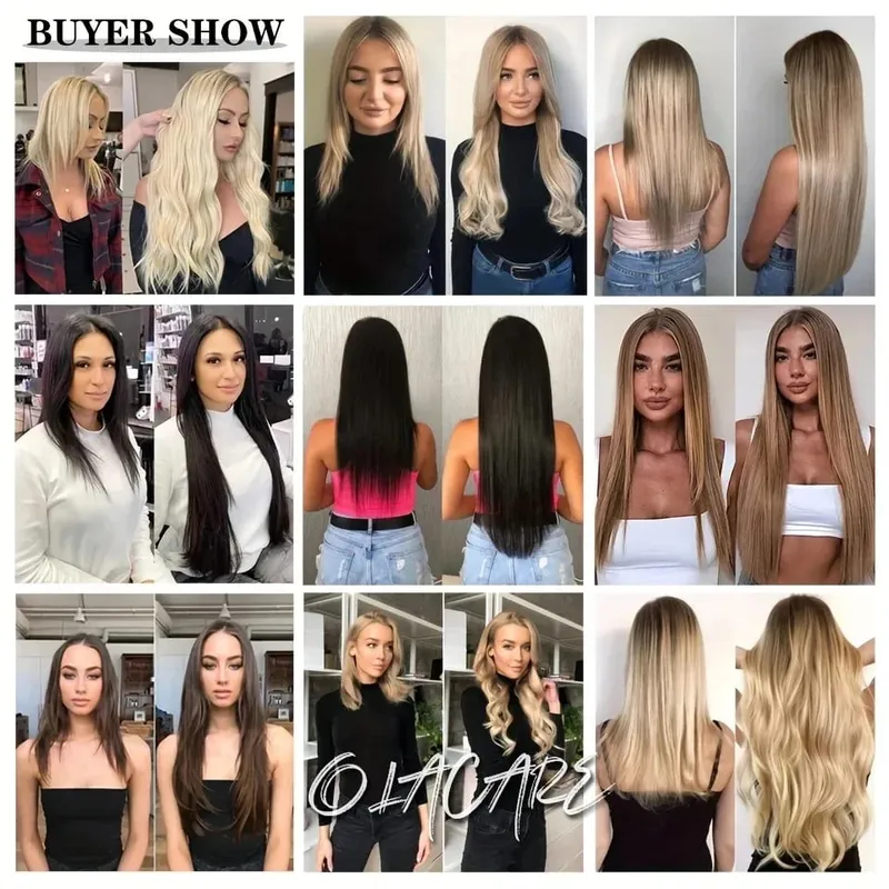 Synthetic Wig 5 Clip One Piece Invisible Hair Extensions Long Straight 24Inch Heat Resistant Hairpiece for Women — image 6