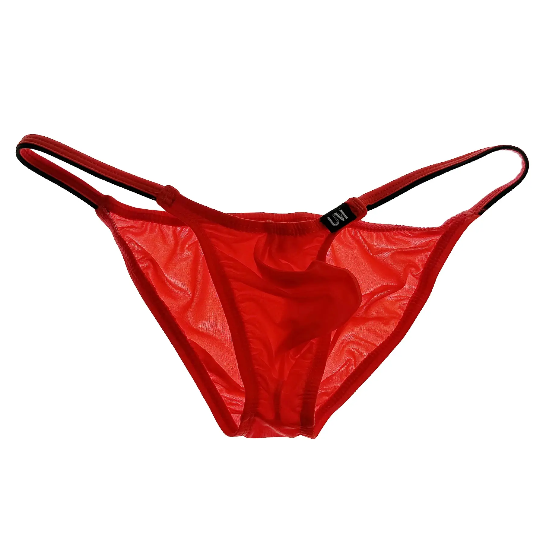 Men's Low Waist Briefs Ultra Color Elastic Rope Sexy G-strings Convex Silky Thin Belt Solid Uniform Underwear