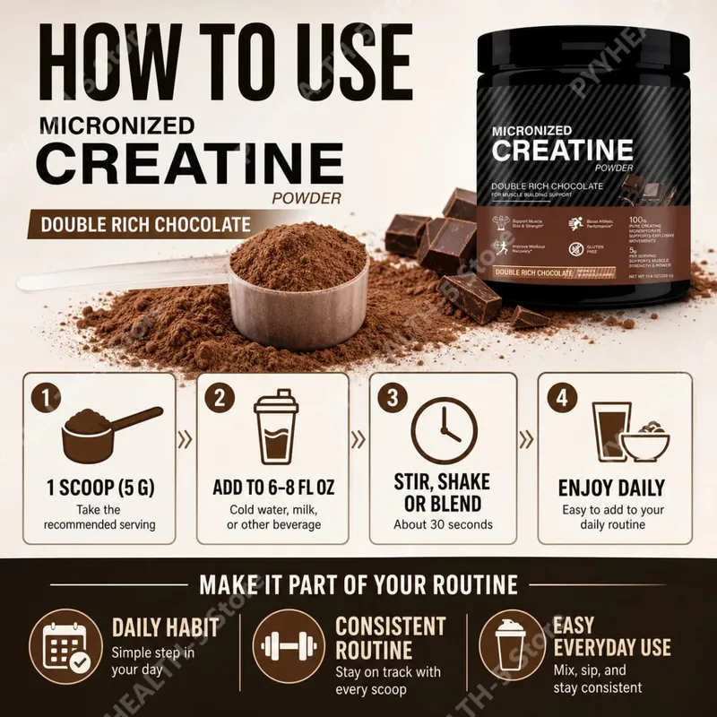 Creatine Monohydrate Powder 10.6 OZ Chocolate Flavor Sports Nutrition Support Athletic Performance Post‑Workout Muscle Recovery — image 7