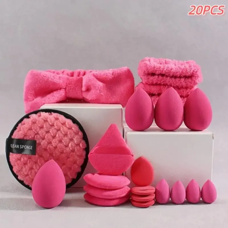 20/33Pcs Makeup Tool Kit Full Set with Makeup Puffs Brushes Beauty Sponges for Make‑up & Makeup Removal