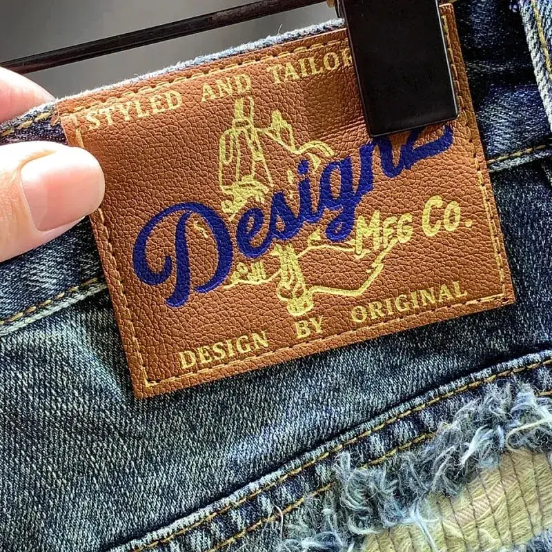 2025 Autumn/Winter New Men's Trendy Piercing Patch Jeans with Letter Printed Micro Loose Pants — image 5