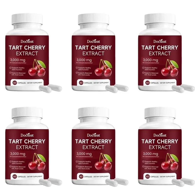 Docteat Tart Cherry Extract Capsules Supports Balanced Uric Acid Levels and Post-Exercise Recovery Comfort 10:1 60 Capsules