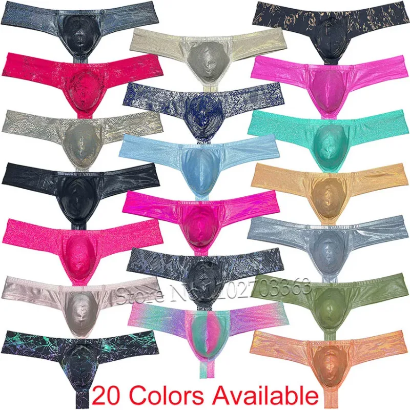 Cheeky Bikini Brief Men's Underwear Thong Contour Pouch Tangas Male Lingerie Bikini Briefs Beach Micro Underpants Soft Wet Look