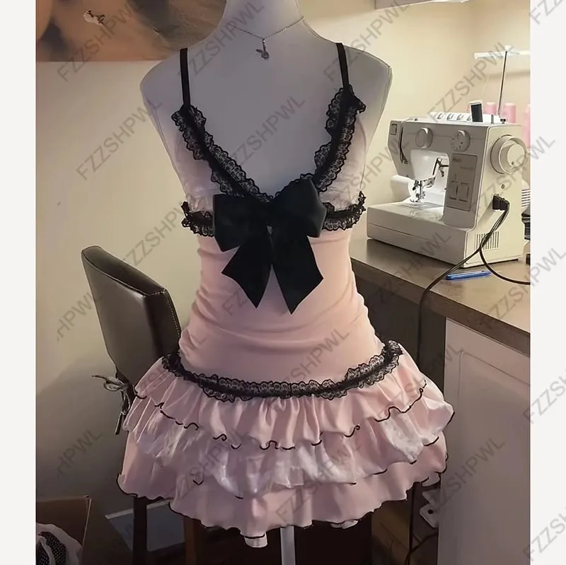 Y2K Dres Korean sweet style Subculture Lace Harajuku A-line skirt Rock Goth Streetwear Bowknot Frock Punk Spicy Girls Skirt Chic — image 5