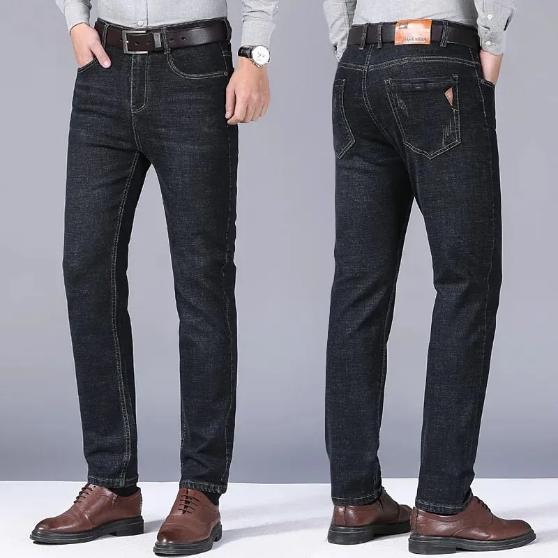 2025 Spring Autumn New Men's Jeans Casual Straight Stretch Fashion Classic Blue Black Work Denim Trousers Male Brand Clothing — image 4