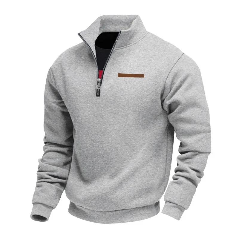 American autumn and winter heavy fleece long-sleeved men's sweater half zipper loose stand-up collar pullover men's sweater