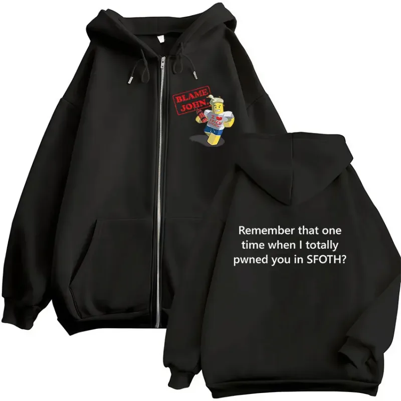 Funny Blame John Meme Zipper Hoodie Shedletsky Forsaken Fashion Autumn/Winter Sweatshirt Men Women Casual Oversized Coats Hoody — image 1