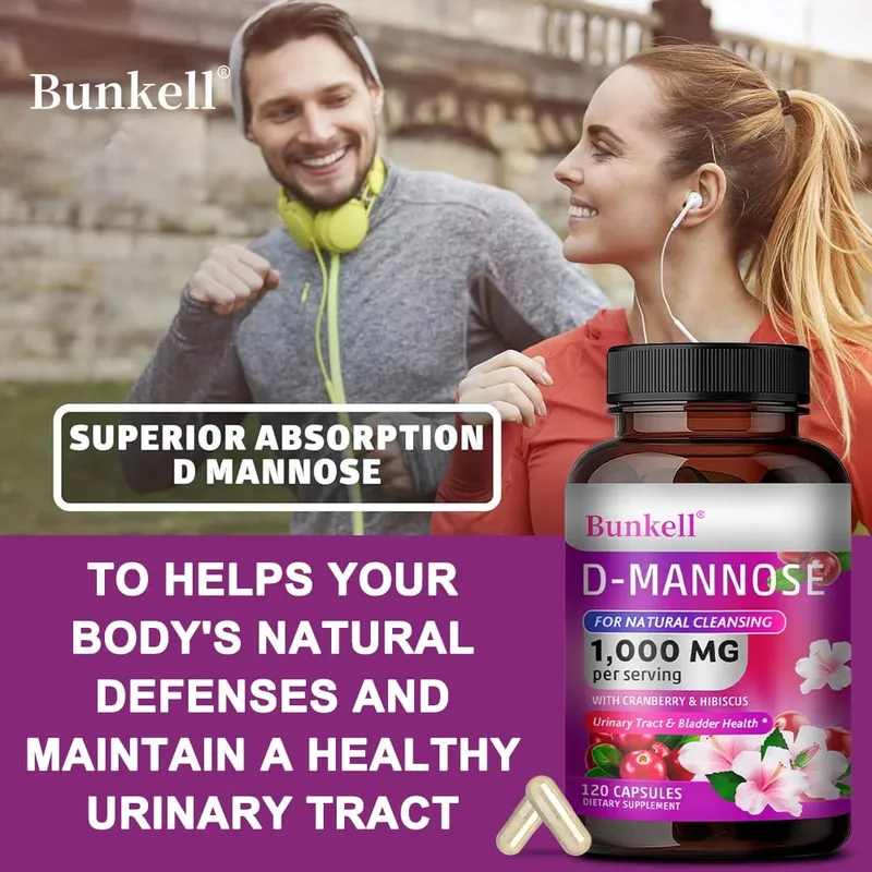 D-Mannose 1000mg Capsules - Cranberry Dandelion Hibiscus Support Urinary Tract Bladder Health Internal Cleansing & Immune
