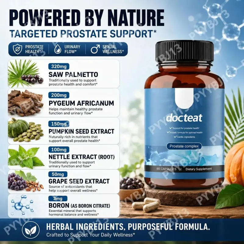 Docteat Prostate Complex Capsules Support Prostate Health and Urine Flow with Herbal Saw Palmetto and Pygeum 60 Capsules — image 5
