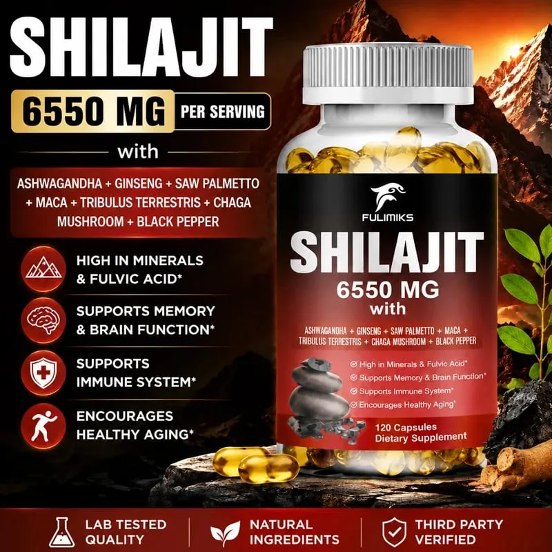 Shilajit Fulvic Acid Supplement with Chaga & Black Pepper Boosts Energy Stamina Immunity Brain Health & Vitality — image 2