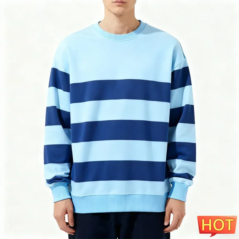 Simple Striped Graphic Sweatshirts For Men Fashion Trendy Long Sleeve 3D Printed Ugly Sweatshirt Casual Oversized Pullovers Tops