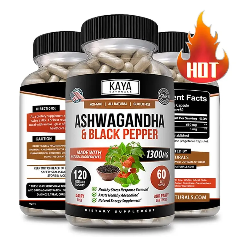 Organic Ashwagandha 1300mg 120 Count Capsules for Stress Relief Anti-Anxiety Mood Support Brain Health — image 10