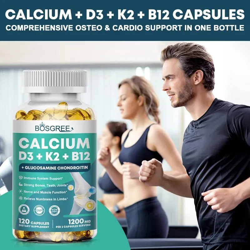 Calcium D3+K2+B12 Capsules-Immune and Muscle Health Support-Promote Bone and Tooth Health Replenish Joints-D3 K2 Supplements — image 6