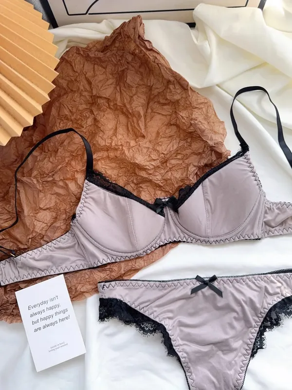 Satin Lace Lingerie Set for Women Push Up Bra & Briefs with Rabbit Ears Sensual Underwear — image 7