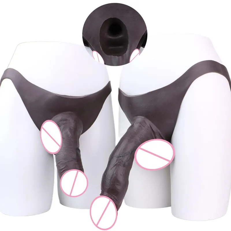 Large Hollow Dildo Premium Silicone Pants Wearable Hyper Realistic Insertable Penis Cover Adult Intimate Wearable Toys — image 6