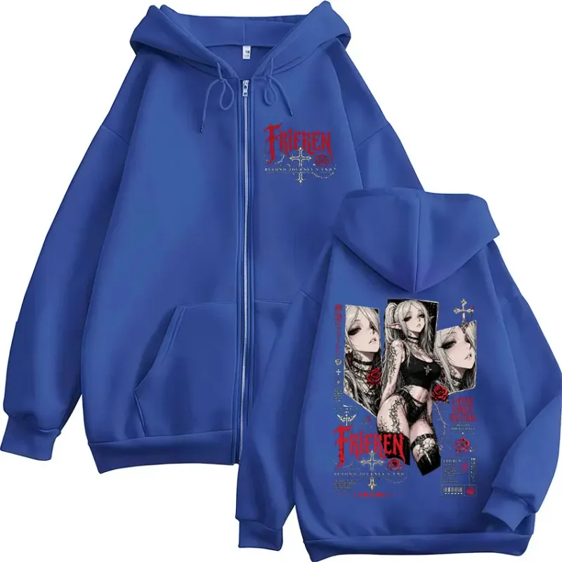 Anime Frieren Beyond Journey's End Zipper Hoodies Men Women Clothing Oversized Fleece Zip Up Hooded Sweatshirts Coats Streetwear — image 5