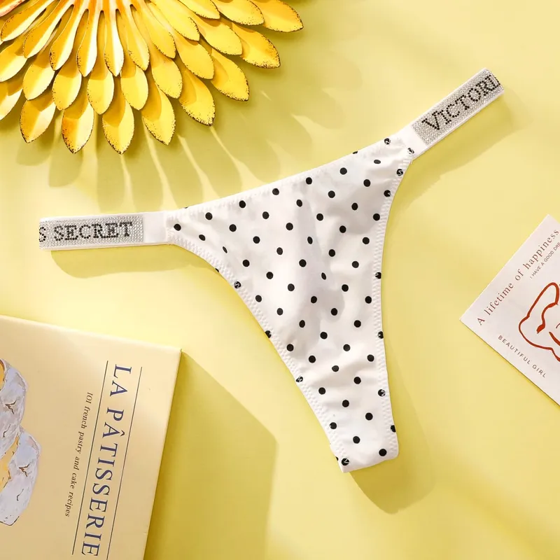 Victoria Secret Women Polka Dot Lace Bikini Cheeky Panties Set Breathable Cotton Hipster Underwear Thong Hipster Seamless — image 3