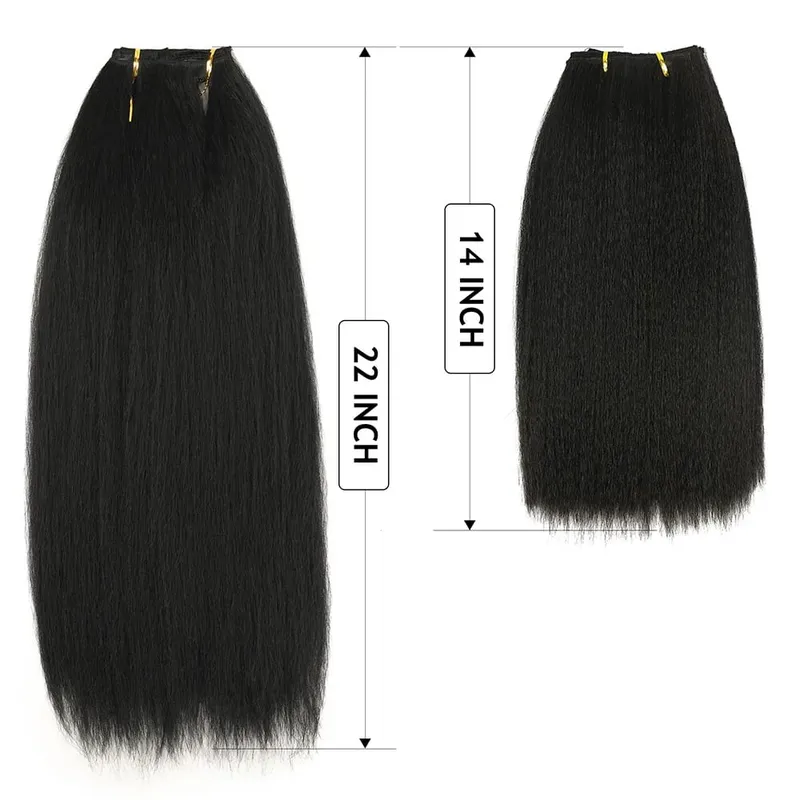 Synthetic Kinky Straight Clip-In Hair Extensions for Women Full Head Yaki Hair Extensions 16 Clips 7 Pcs — image 4